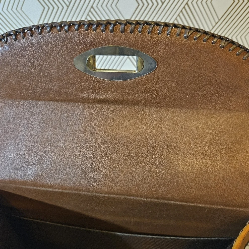 COPY - Vintage Hand Tooled Leather Hard Sided Satchel Bag